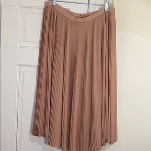 J.CREW blush pink micro pleated midi A-line skirt